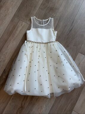 American Princess White Tulle Dress with Rhinestone Belt